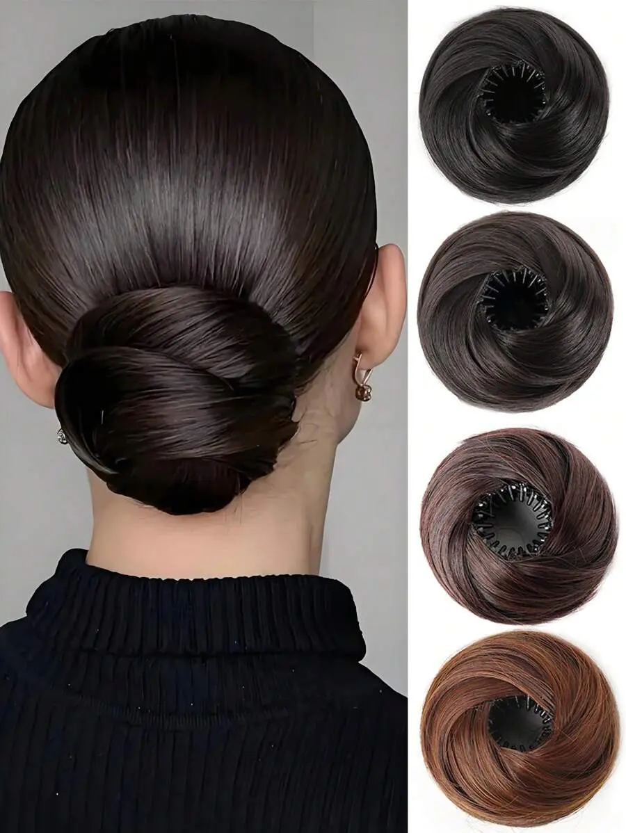 Graceful Lady Bun Hairpiece 3inch Retractable Hair Clip Synthetic Hairpiece High Temperature Fiber Material Suitable for All Hair Types Versatile Design Firm Fit Design Suitable for All Women Daily Wear and Party Occasions Hair Accessories