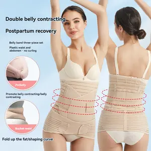 Plus Size Postpartum Belly Band Three-Piece Set Waist Shaper Belt Abdomen Correction Pelvic Tilt Correction Magic Waist Belt
