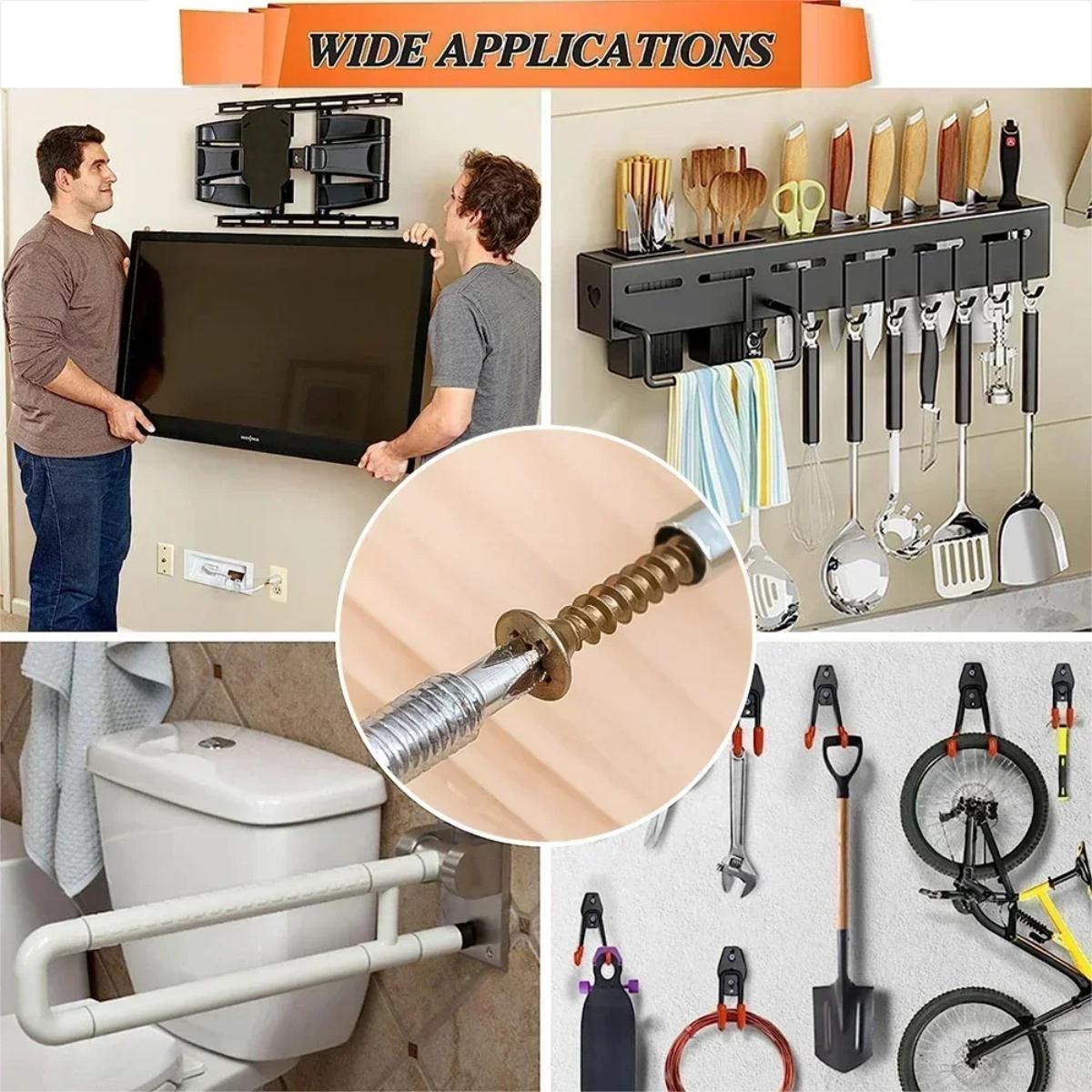 【 M6 x 30mm 100Pcs ScrewLock Max】Galvanized Durable Metal Material Serrated Steel Self Tapping Screws Metal Expansion Tube Pipe Drilling Plug for Concrete Wall Anchors Fastener Bolt Kit,wall decor,mens room decor,things for rooms,love gift