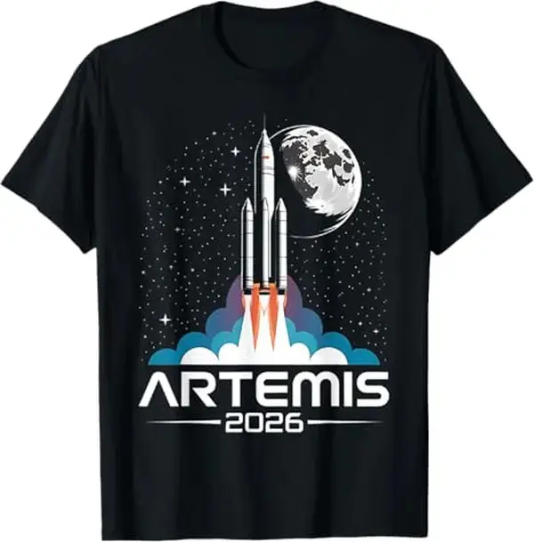 Men's Artemis Moon Launch Graphic T-Shirt - Streetwear Classic Breathable Cotton Tee, Shortsleeve Casual Outfits, Space Exploration-Inspired Astronaut Design Everyday Wear
