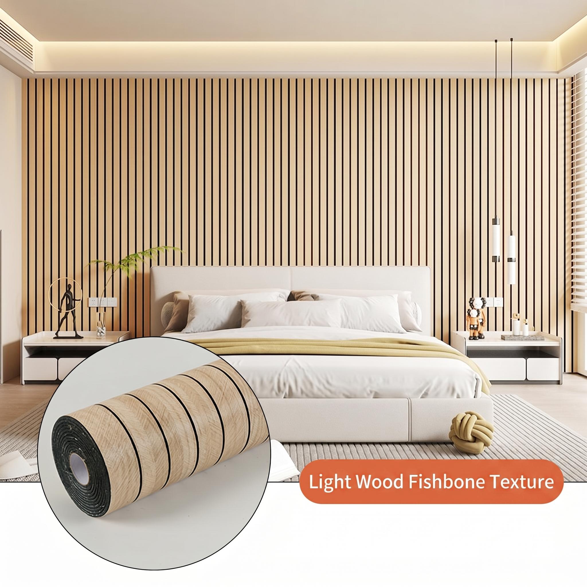 Marble Look Removable Wallpaper Rolls, 60cm*300cm & 40cm*300cm Compact Sizes, 3D Natural Wood Texture Waterproof Wall Stickers for Indoor Home Renovation Decor