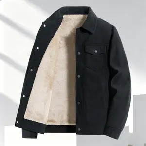 Men's Corduroy Jacket with Fleece Lining Casual Vintage Style, Essential for Autumn, Simple and Comfortable Design, Fleece Lining Adds Vintage Flair, Loose Fit, Suitable for Those Who Prefer a Casual Vintage Style Fall Winter Clothes Beige tiktokshopsprin