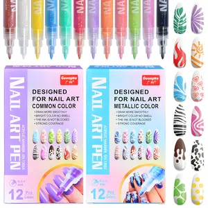 12/24/31 Color 0.5 mm Acrylic Marker Pen Set, Nail Art Markers, Drawing & Painting Point Liner Acrylic Paint Pen Kit, for Nail Drawing & Painting, Waterproof and Quick Drying