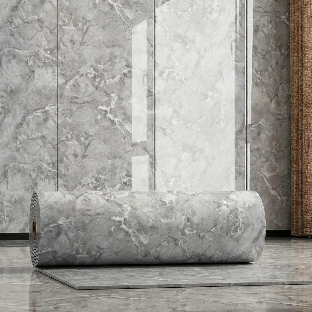 Marble Look Removable Wallpaper Rolls, 60cm*300cm & 40cm*300cm Compact Sizes, 3D Natural Wood Texture Waterproof Wall Stickers for Indoor Home Renovation Decor