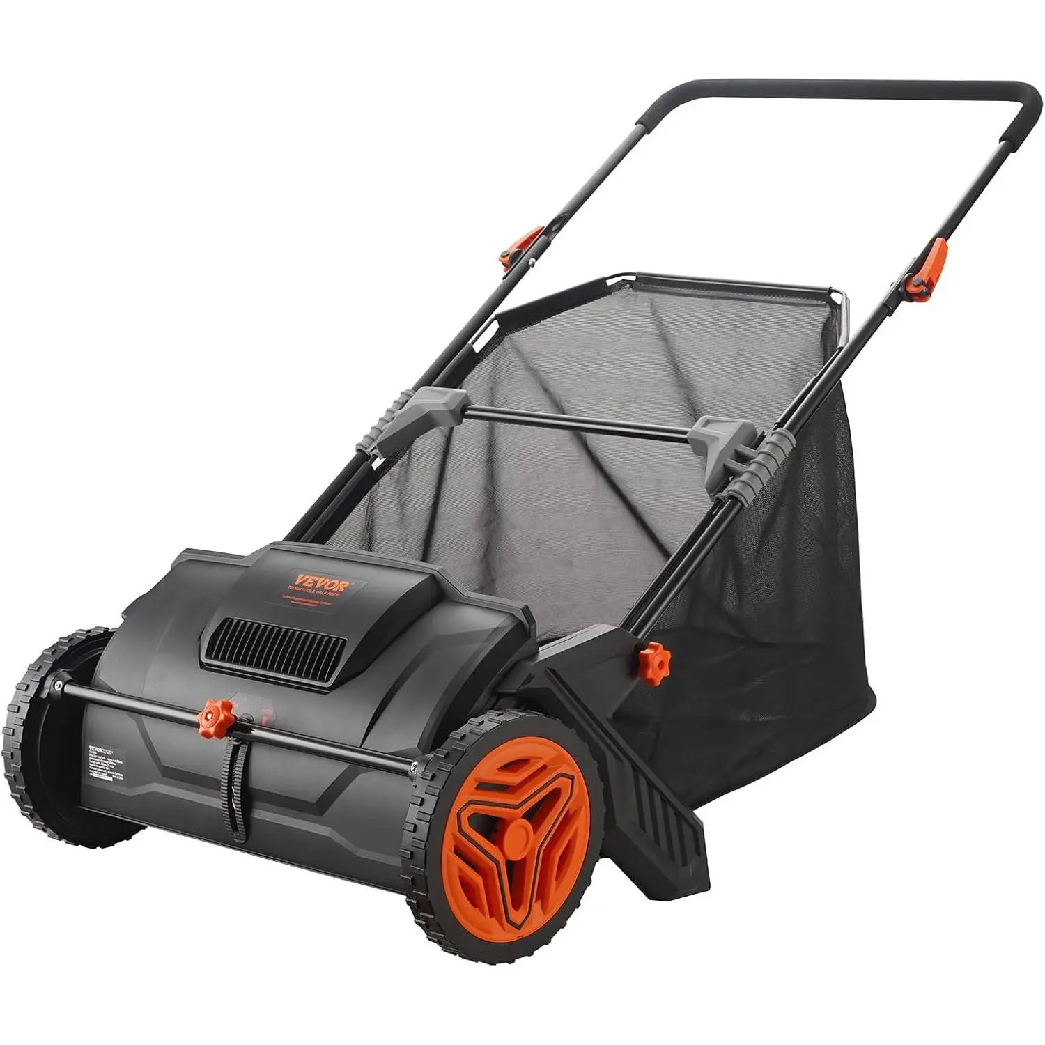VEVOR 21-in Cordless Push Lawn Mower, Heavy-Duty Thick Steel Leaf & Grass Collector, 3.5 cu. ft. Large-Capacity Mesh Hopper Bag, 2 Spinning Brushes, Adjustable Height, Home Use Tool