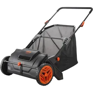 VEVOR Push Lawn Sweeper, 21inch Leaf & Grass Collector, Heavy Duty Thickened Steel Durable to Use with Large Capacity 3.5 cu. ft. Mesh Collection Hopper Bag, 2 Spinning Brushes Home Cordless
