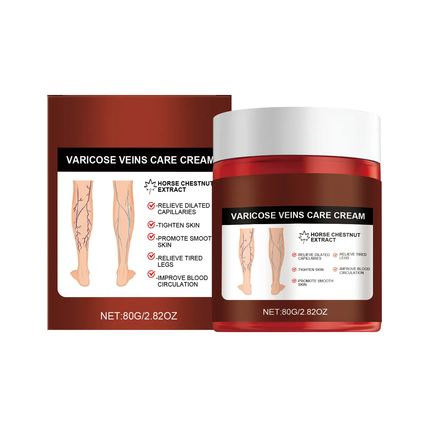 AMZ Varicose Veins Care Cream Daily Muscle & Joint Care for Office Sitting Calf Comfort Triethanolamine Allantoin Moisturizer 80g Hydration Body Lotion Collagen Lotion - Moisturizing, Body Care, Allantoin Rich