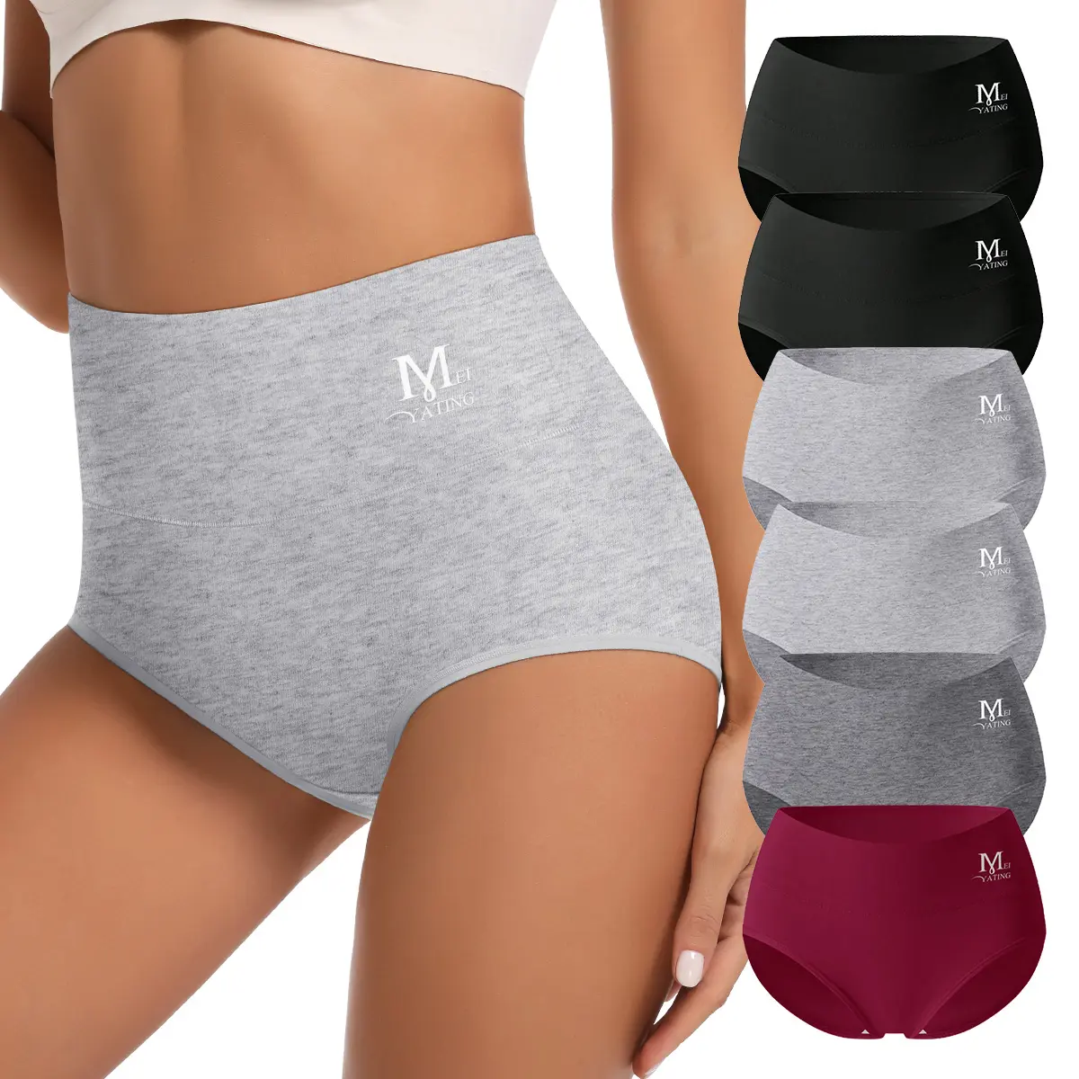 Morelect Women's Cotton Briefs, 4/6/8 Pack Mid-High Waist Tummy Control Underwear Set, Soft & Breathable for All-Day Comfort, Tummy Control Panties, Underwear Sets