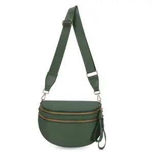 Women's High-Quality Crossbody Bag in Black White & Solid Colors Pattern Fanny Pack Fashionable PU Leather Zipper Chest Bag for Daily Use Casual Trendy Versatile High-Quality Daily Commuting Bag,YM06