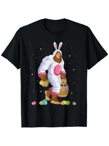 Funny Sasquatch Happy Easter Bunny Eggs T-Shirt Funny Text And Humorous Images T-Shirt for Easter Gift