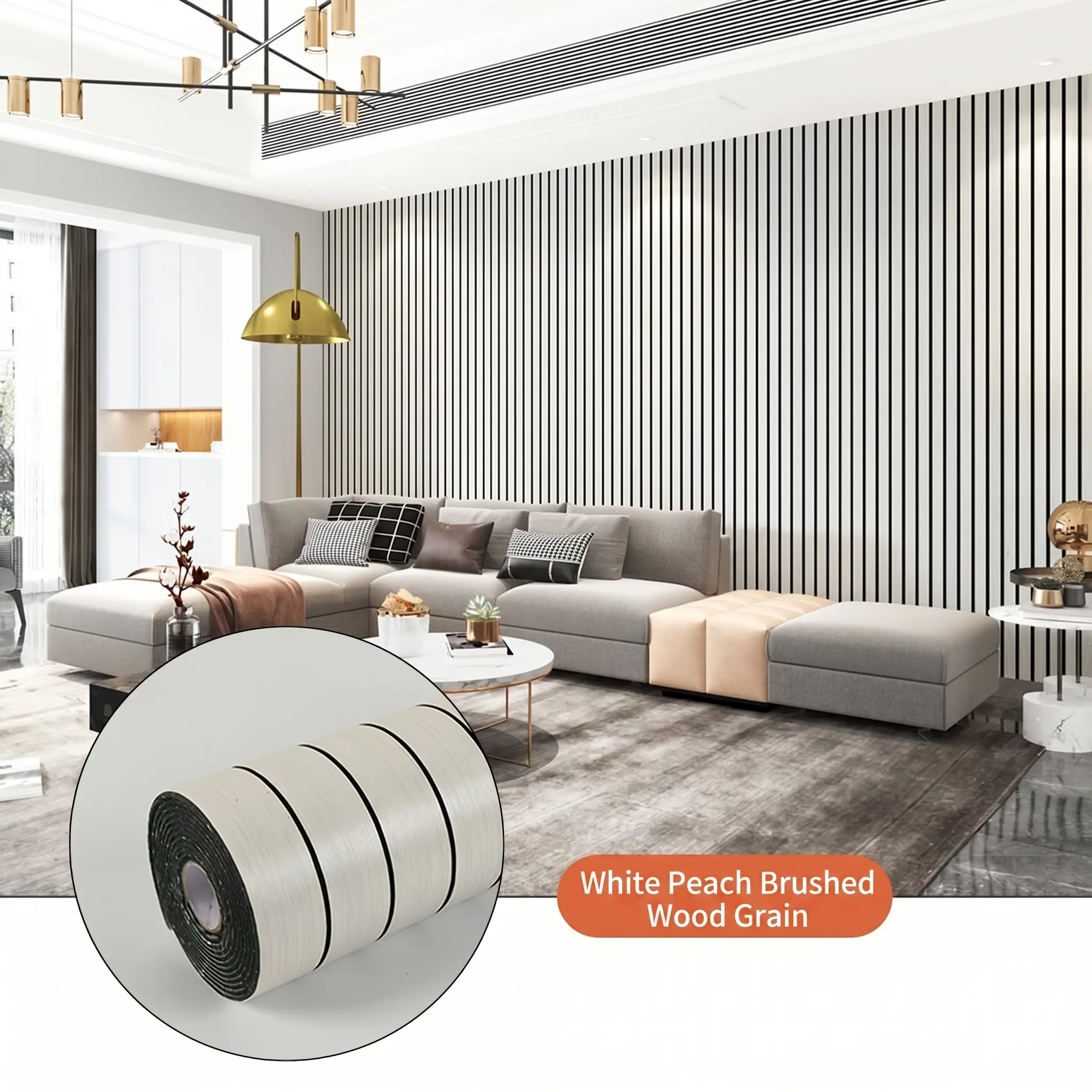 3D white peach wood grain（40cm*300cm）