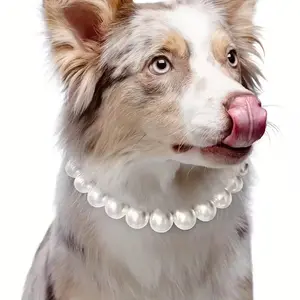 1pc Adjustable Dog Pearl Necklace – Elegant Pet Collar for Special Occasions & Gatherings