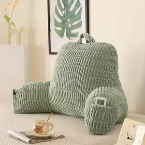 Reading Pillow with Memory Foam, Ergonomic Backrest with Arms, Pockets & Washable Cover for Bed & Couch