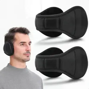 Men's Winter Foldable Ear Muffs with Plush Lining, Warm Head and Ear Protection, Black Non-Woven Material, Suitable for Cold Weather Winter Headwear|   Fashion Headwear|   Soft texture