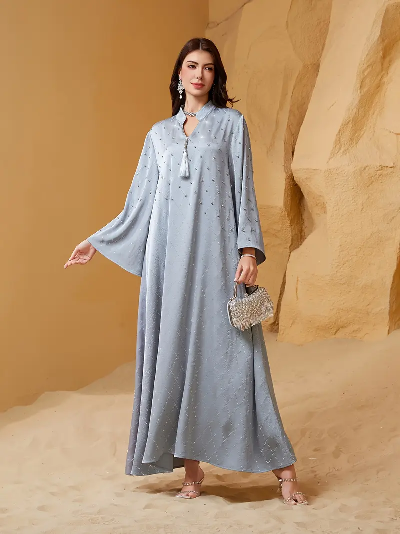 blue abaya dress Deep Blue Abaya set – osomodest main image 1