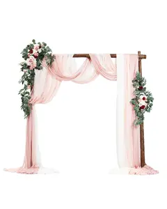 VEVOR Artificial Wedding Arch Flowers Kit, Pink Wedding Arch Flowers with Drapes Kit (Pack of 5) - 2 Pcs Floral Arrangement, 3 Pcs Sheer Drapes, for Ceremony Bouquets Reception Backdrop DecorationSummervibes
