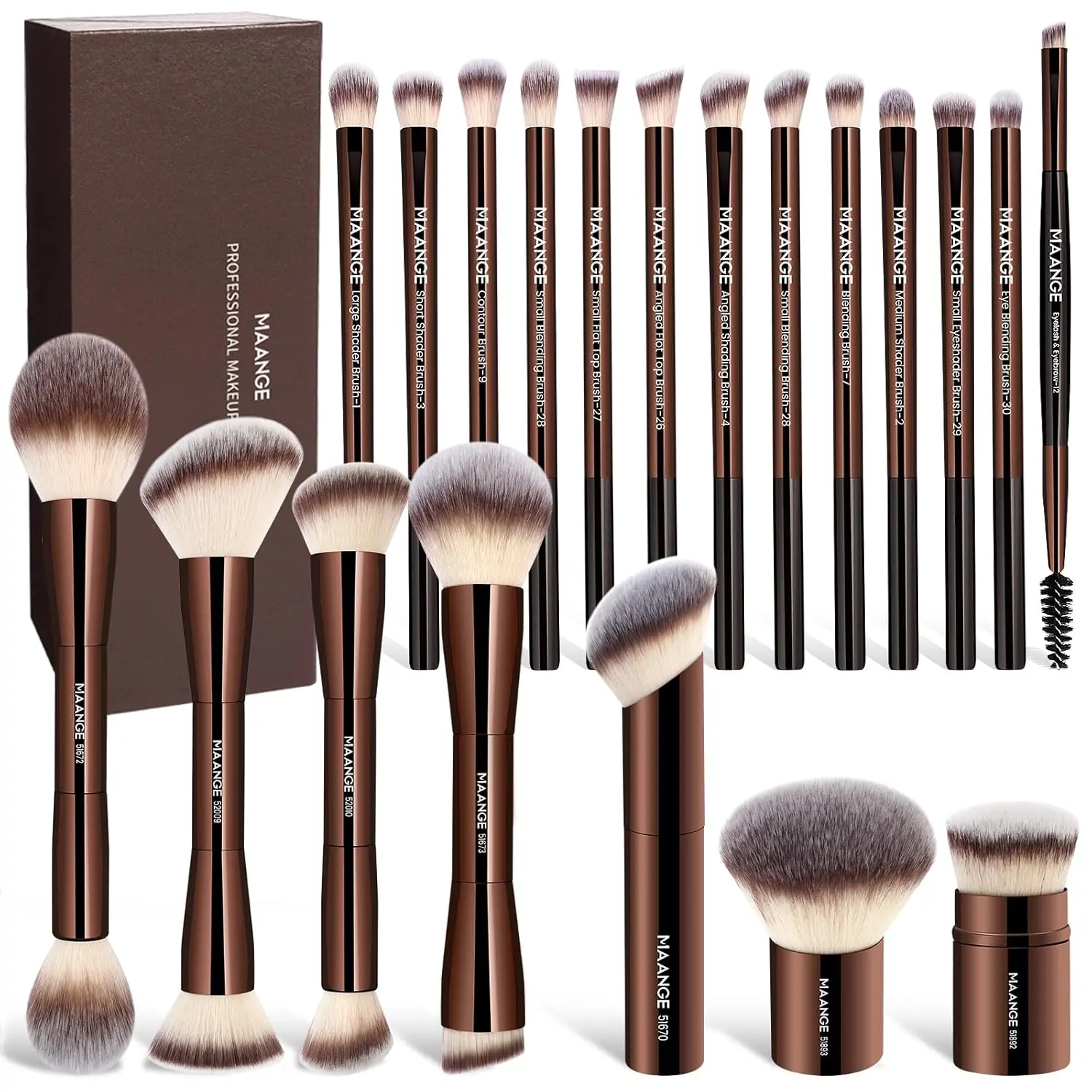 20-Piece Professional Makeup Brush Set | Soft Double-Ended Brushes with Gift Box