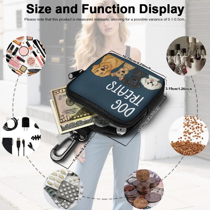 Durable Dog Snack Pouch for Walkies | Transparent Back & Cute Front | Portable Zipper Bag with Karabiner Hook | Leak Proof Treat Storage | Ideal for Training Sessions & Park Runs | Lightweight & Compact