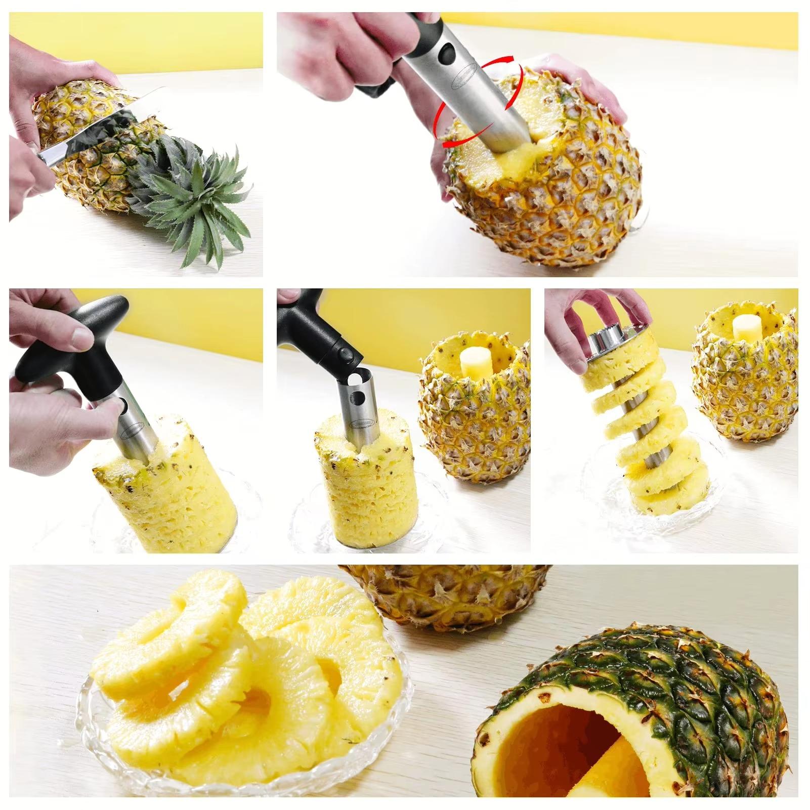 2-in-1 Stainless Steel Pineapple Corer & Slicer with Wedger - Compact Tropical Fruit Tool (24x8.5cm), Lightweight Kitchen Utensil for Fast Clean Prep, Ideal for Party Decor, Free US Delivery