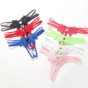 Seamless Pearl Vibe Crotchless Thong Women Sexy Open Front Underwear for Adult Pleasure