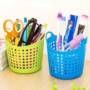 1pc Mini Home Office Supplies Portable Circle Mesh Storage Basket, Clutter Basket, Desktop Organizer Trash Can, Shelf Baskets
