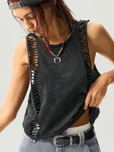 Bohemela Solid Color Cropped Washed Women's Knit Camisole Cotton Fabric