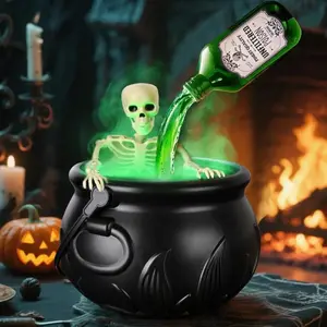 Halloween Decorations Indoor - Cauldron Halloween Decor with Magic Floating Potion Bottles and Diffuser - Black Plastic Witches Bowl Hocus Pocus Party Decoration for Spooky Vintage Home Kitchen Table, Well Soon Gift toys kids