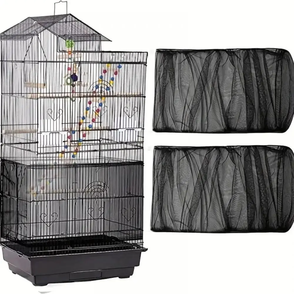360 Degree Bird Cage Cover, Elastic Bird Cage Cover, Soft Bird Seed Guard Skirt for Home, Bird Cage Accessories, Bird Cage Net Cover Bird Cage Veil Parrot Cage Metal Cage