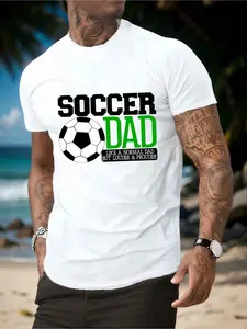 Men's Loose Short-Sleeve Round Neck Streetwear Dad T-Shirt - Funny "But Cooler Dad" Slogan, Sports Print, Soft Breathable Preshrunk Cotton-Polyester Stretch Fabric, Double-Needle Stitched Hem, Casual Top for Soccer Games, Sports Gifts (Sizes S-XXXL), Mens
