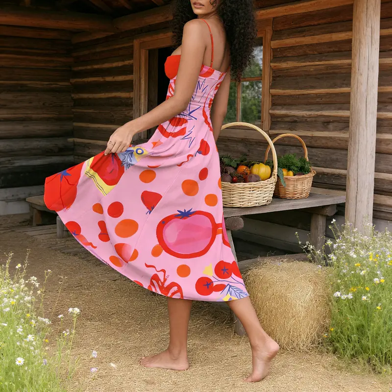 Women's Fashion Woven 2-Piece Colorful Statement Casual Dress Set