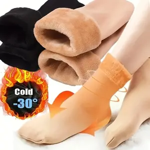 [Super Warm] 10 Pairs/5 Pairs Autumn Winter Women's Socks Thickened Wool Lining Cold-Proof Warm Self-Heating Snow Socks Unisex Floor Socks Mid-Calf Socks