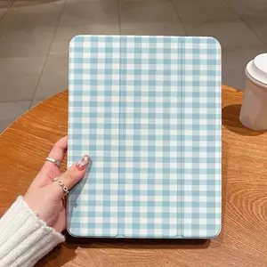 Lightweight, Foldable for ipad Case with Checkered Pattern - Non-Slip, Scratch-Resistant, Adjustable Stand, Magnetic Closure, Stylus Holder, Auto Sleep/Wake Function, Available in Multiple Sizes for iPad 5th/6th/7th/8th/9th/10th Generation, for iPad Air 1