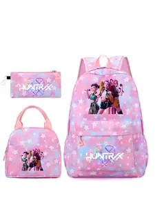 3pcs  KPOPN Witch Hunting Team Women's Backpack with Cartoon Pattern Letters, Fashionable and Versatile, Suitable for Students, Campus, School, Work, Commute, Shopping, Women's Backpack