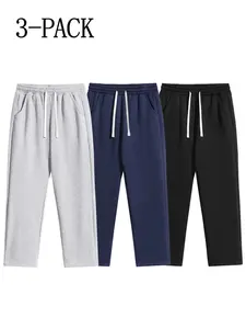 Men's Regular Fit Solid Color Drawstring Waist Sweatpants, Casual Sports Pants, Loose-Fit Design with Pockets for Fall & Winter, Comfortable Daily Wear