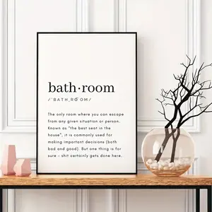 1pc Bathroom Wall Art ​     - Toilet typography wall decor, funny bathroom sign, frameless, Eid Mubarak.