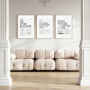 Set of 3 Inspirational Canvas Prints: Minimalist Bible Verses for Modern Faith-Filled Spaces