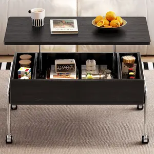 Guyii Height-Adjustable Lift-Top Coffee Table with Storage and Wheels Modern Living Room Table Made of Engineered Wood 50W x 90D x 41.5H cm for Flexible Everyday Use summerwins
