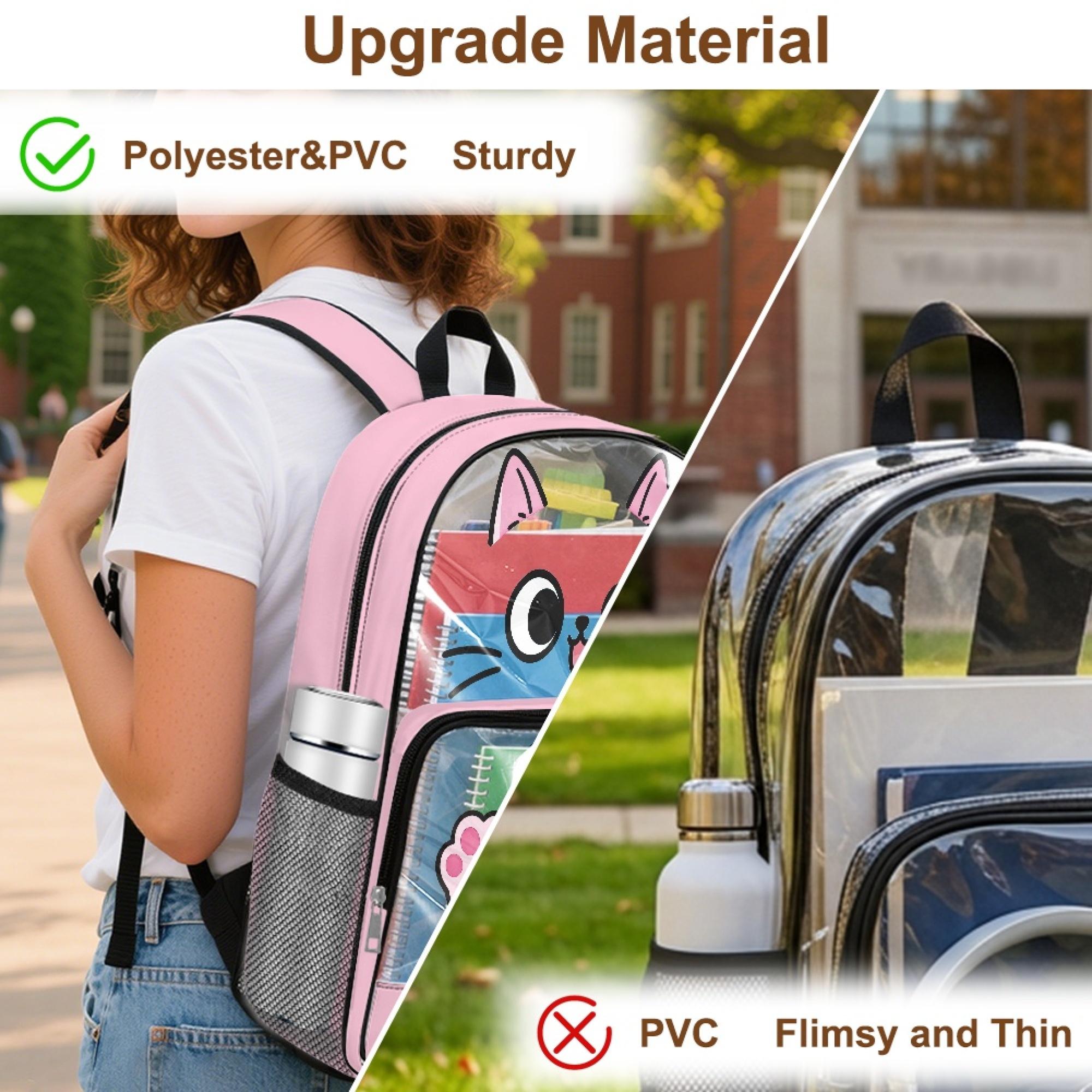 Personalised Cute Cat Backpack Custom Name Pink School Bag for Girls Transparent PVC Rucksack Winking Kitten Print Kids Clear Bookbag Large Capacity Waterproof PE Kit Bag Back to School Gift for Daughter Nursery Essentials Lightweight Daypack Personalised Cute Cat Backpack Custom Name Pink School Bag for Girls Transparent PVC Rucksack Winking Kitten Print Kids Clear Bookbag Large Capacity Waterproof PE Kit Bag Back to School Gift for Daughter Nursery Essentials Lightweight Daypack