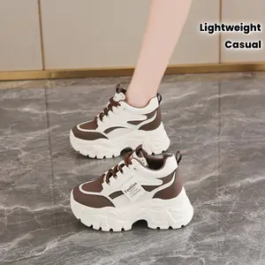 Upper with 8cm Thick Platform, Women's Casual Height-increasing Shoes, Lightweight Sneakers Women, Wedge Heels, Women Shoes