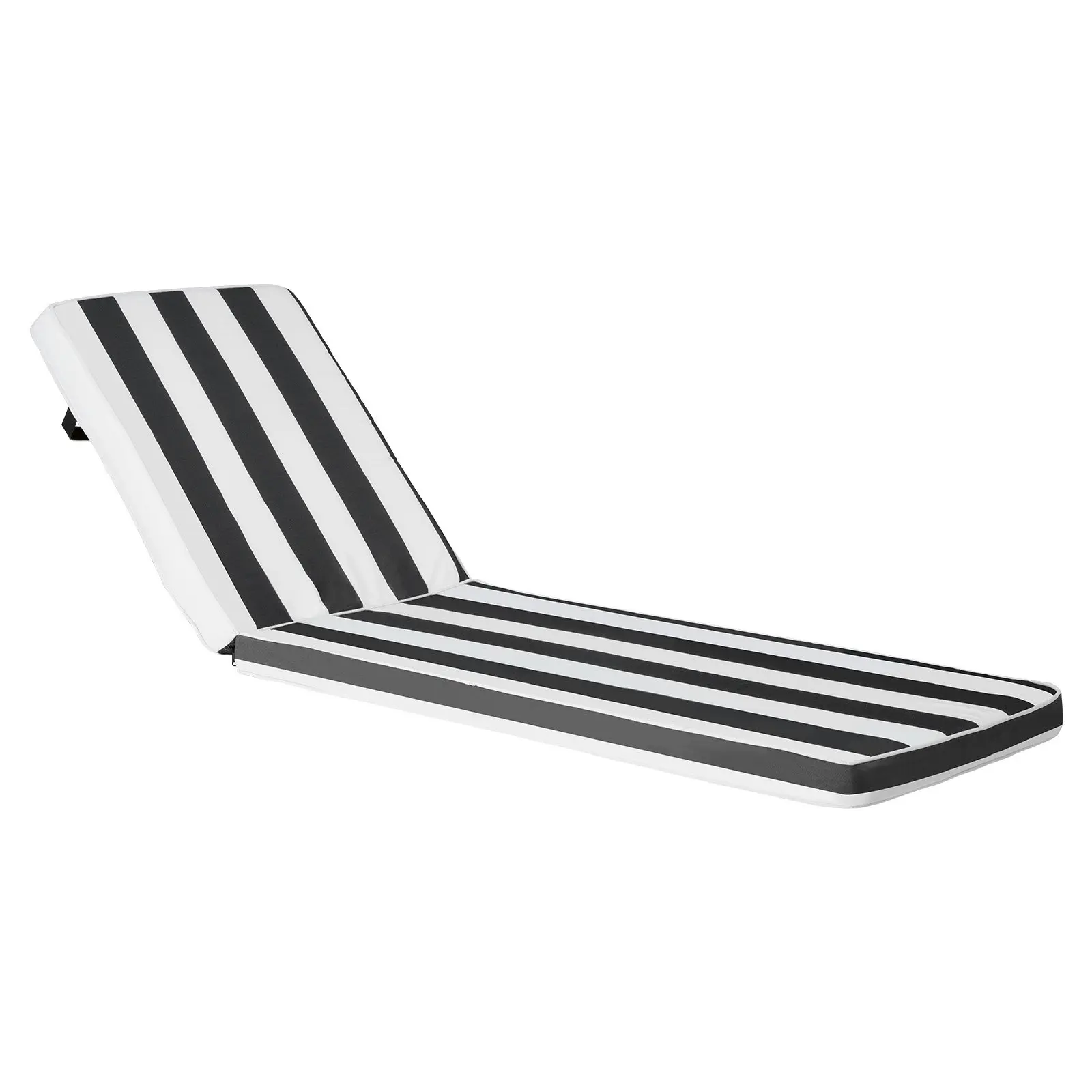 【DealsForYouDays】VEVOR Chaise Lounge Cushion, 74 x 22 x 3 in, Set of 2 Outdoor Lounge Chair Cushions, Waterproof & Fade-Resistant Sun Lounger Cushions with Ties, Patio Lounger Pads for Pool Deck, Black & White Stripes