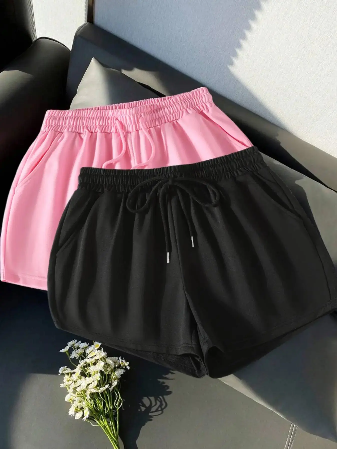 Women's Solid Color Elastic Waistband Shorts, Casual Comfy Breathable Shorts for Summer, Ladies Bottoms for Daily Wear, Casual Fit Shorts, Casual Loose Shorts, Casual Fashionable Shorts