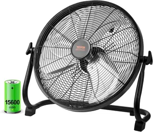 TikTokShopBlackFridayVEVOR 16'' Rechargeable Floor Fan, Portable Quiet Personal Fan for Home or Office, 360 Degree Manual Pivoting Head, Stepless Speed Regulation High Velocity, Heavy Duty Metal Industrial Cordless Fans