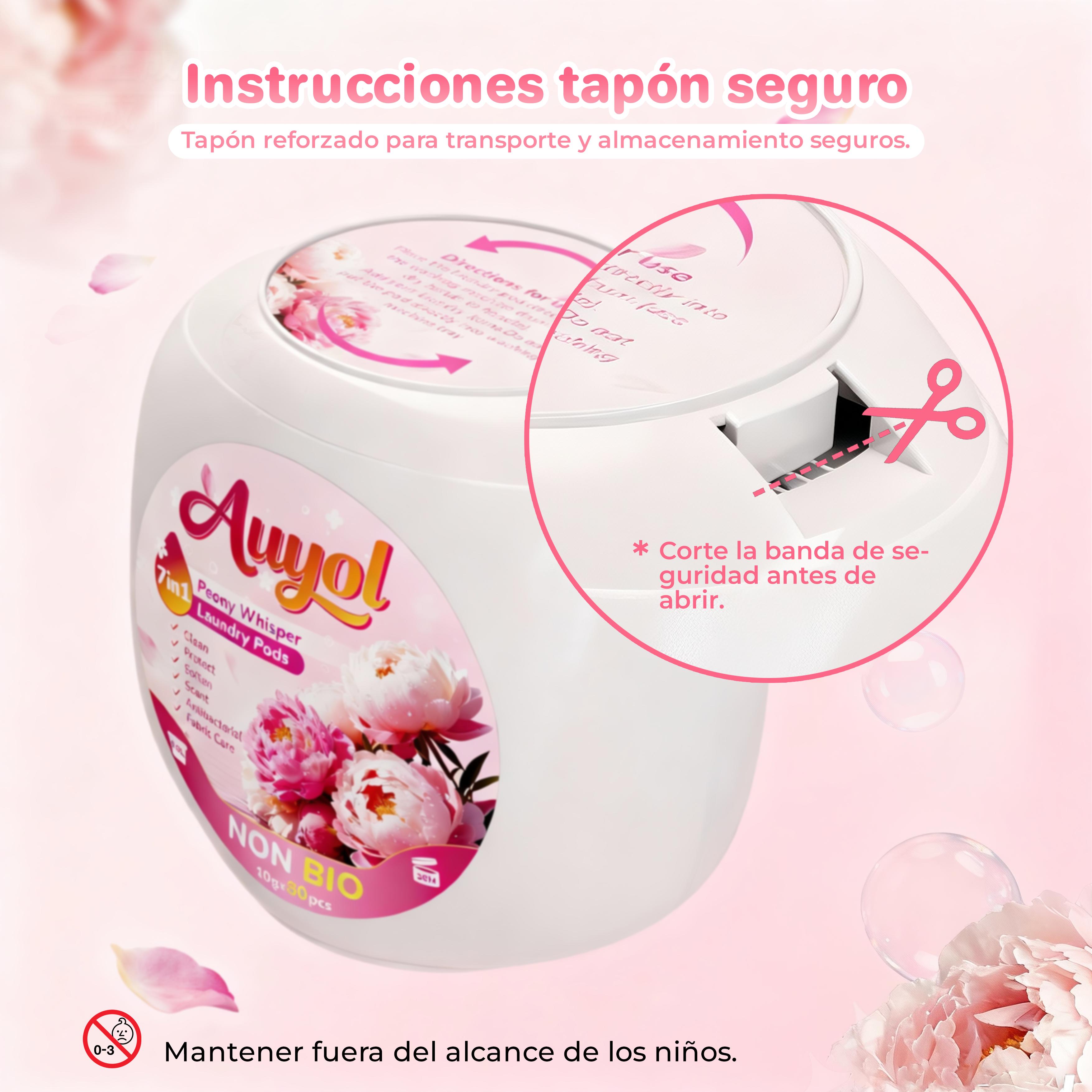Auyol 4th Gen Laundry Capsules 7 in 1, Peony Whisper Fragrance, Quick-Dissolving Formula, Non-Bio, Powerful Clean & All-Day Freshness