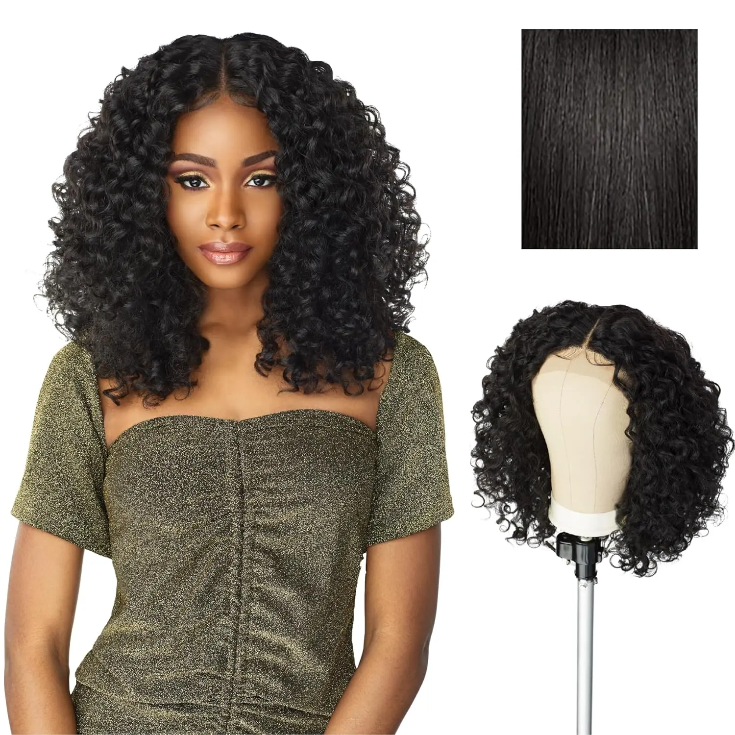 Sensationnel Butta Lace Wigs - Unit 5 Extra Wide 5 Inch Deep Parting Synthetic Preplucked Hairline Glueless Lacefront (1B OFFBLACK)