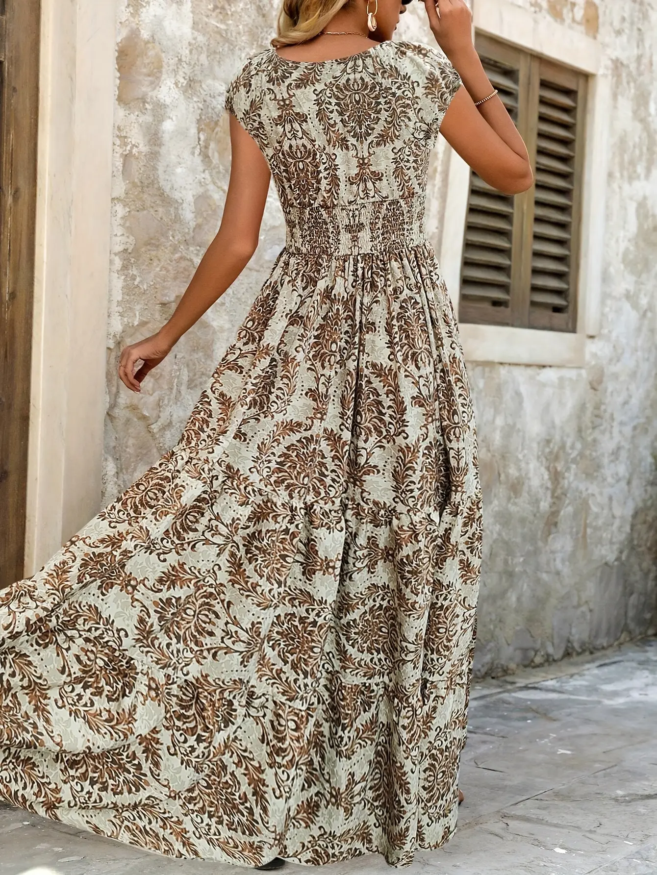 elegant dress floral v neck Primavera Couture 12013