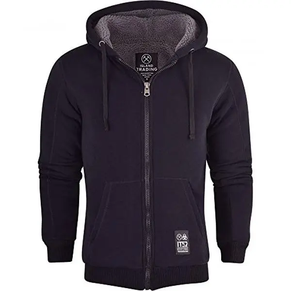 Men's Sherpa Lined Fleece Jacket, Heavyweight Full-Zip Hooded Sweatshirt with Long Sleeves and 2 Front Pockets, Zip Up Hoodie, Regular Fit
