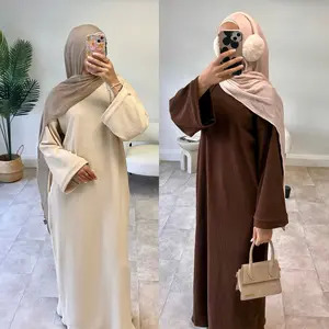 Warm Arabic Corduroy Ramadan Eid Winter Abaya Dubai Kaftan Muslim Modest Dress Abayas For Islamic Prayer Clothes Women Robe