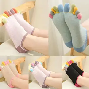 1/5 Pairs of Sports Socks for Women with Separate Fingers High Tube Five-Finger Cotton Socks High Quality Yoga dots  socks  sport