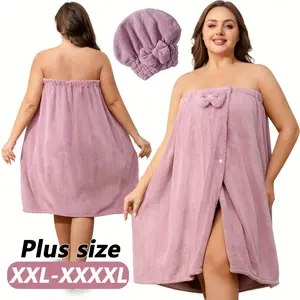 Luxury 2pcs Set: Extra Large & Thick Bathrobe with Adjustable Hook-and-loop Fastener - Includes Shower Cap, Perfect for XXL-4XL, Ideal for Home, Travel, Christmas Gift Gowns Loungewear Nightwear Womenswear