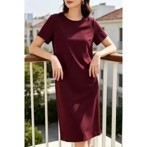[JHYP] Women's Mulberry Silk Short-Sleeve Dress - 2026 Spring/Summer New Arrival, New Chinese Style Over-the-Knee, Basic Elegant Casual Lady's Everyday Wear